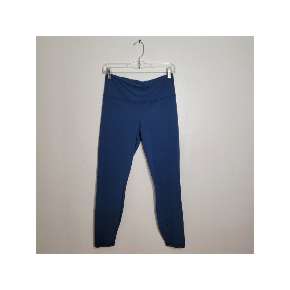 Athleta Dark Blue Tight High Waisted Elation Laser Cut 7/8 Athletic Leggings M